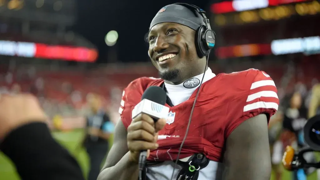 Deebo Samuel speaking to the media