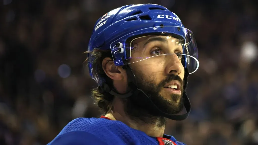Vincent Trocheck #16 of the New York Rangers looks on during the first period against the Florida Panthers in Game One of the Eastern Conference Final of the 2024 Stanley Cup Playoffs at Madison Square Garden on May 22, 2024 in New York City.