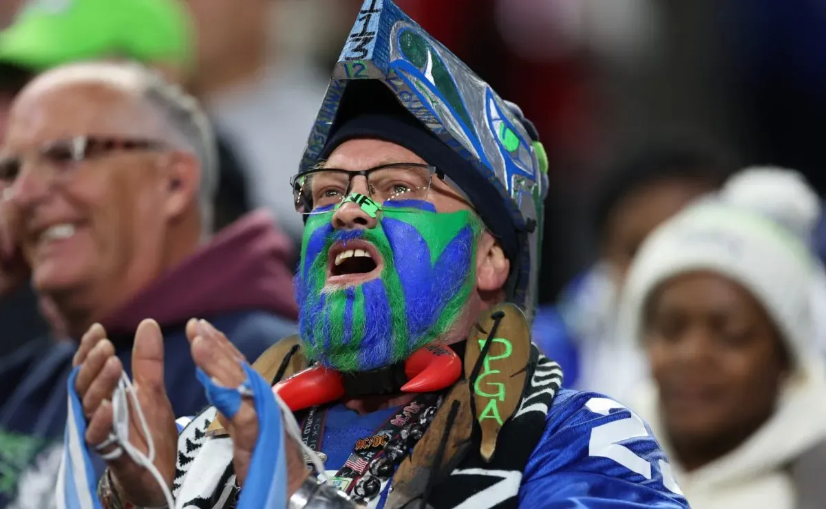 A Seattle Seahawks fan reacts during the second half against the San Francisco 49ers in 2024. (Source: Steph Chambers/Getty Images)