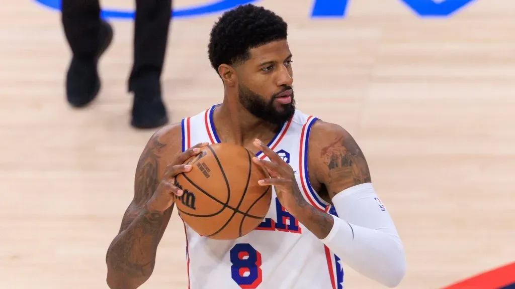 Paul George looks up