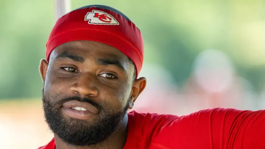 Kansas City Chiefs running back Clyde Edwards-Helaire talks about dealing with PTSD while meeting with the media after practice at training camp.