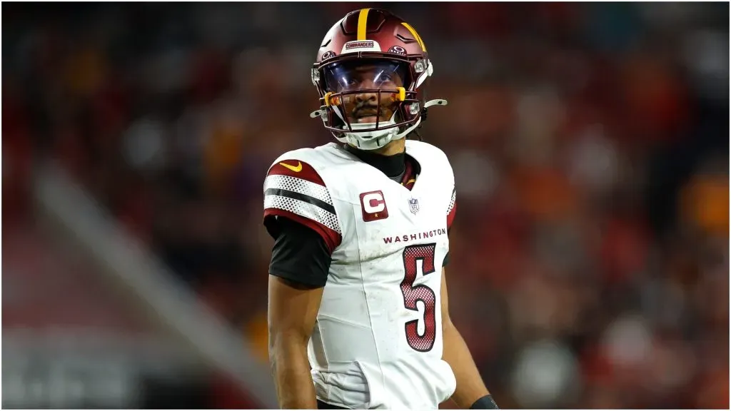 Jayden Daniels of the Washington Commanders โ Mike Ehrmann/Getty Images