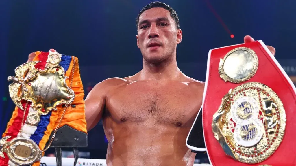 Jai Opetaia celebrates winning against David Nyika during the IBF And Ring Magazine Cruiserweight World Title Fight between Jai Opetaia and David Nyika at the Gold Coast Convention Centre on January 08, 2025 in Gold Coast, Australia. (Photo by Chris Hyde/Getty Images)