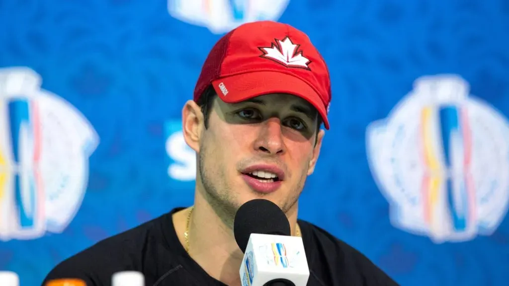 Sidney Crosby of Team Canada offers a press conference during the World Cup of Hockey 2016