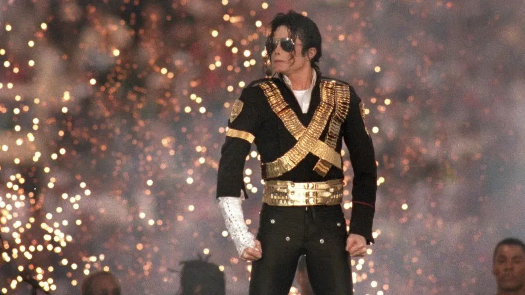 Michael Jackson performs during the Halftime show as the Dallas Cowboys take on the Buffalo Bills in Super Bowl XXVII at Rose Bowl on January 31, 1993. (Source: George Rose/Getty Images)