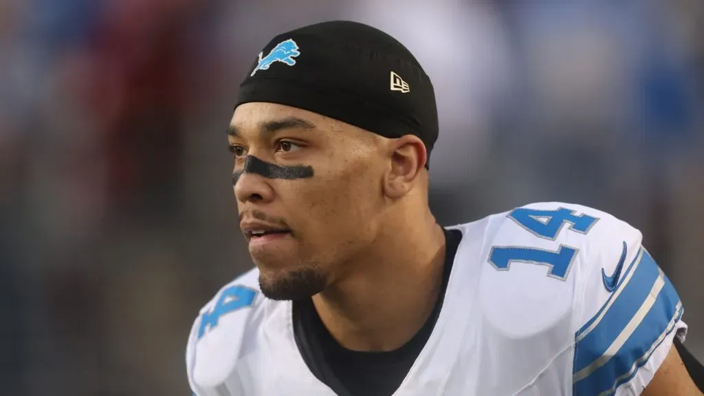 Amon-Ra St. Brown #14 of the Detroit Lions looks on before the game against the San Francisco 49ers at Levi's Stadium on December 30, 2024 in Santa Clara, California.