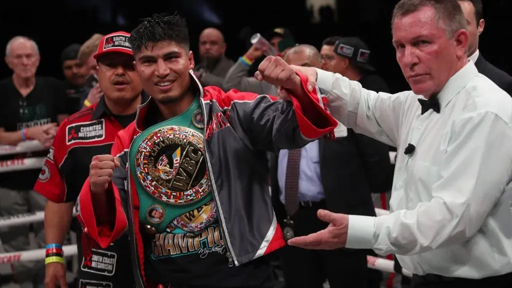 Mikey Garcia celebrates after defeating Jessie Vargas in a unanimous decision in a WBC Welterweight Diamond Championship bout at The Ford Center at The Star on February 29, 2020 in Frisco, Texas. (Photo by Tom Pennington/Getty Images)