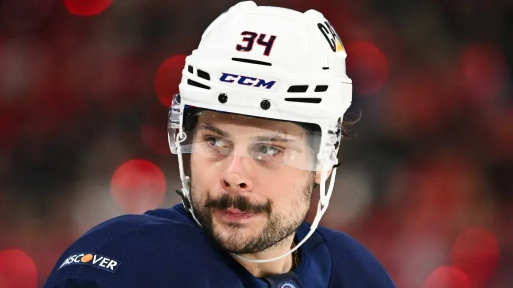 Auston Matthews #34 of Team USA skates during the third period against Team Canada in the 2025 NHL 4 Nations Face-Off at the Bell Centre on February 15, 2025 in Montreal, Quebec, Canada. Team USA defeated Team Canada 3-1.