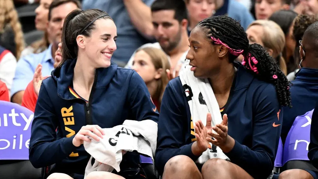Aliyah Boston and Caitlin Clark (Greg Fiume/Getty Images)