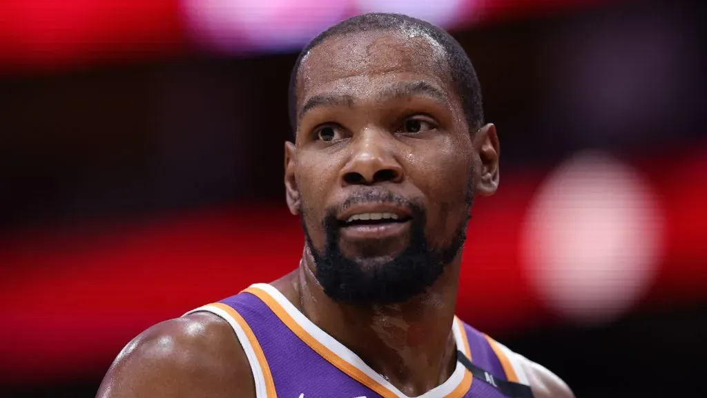 Kevin Durant #35 of the Phoenix Suns looks on against the Houston Rockets during the first half at Toyota Center.