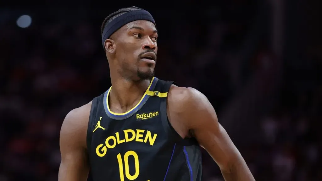 Jimmy Butler looks up