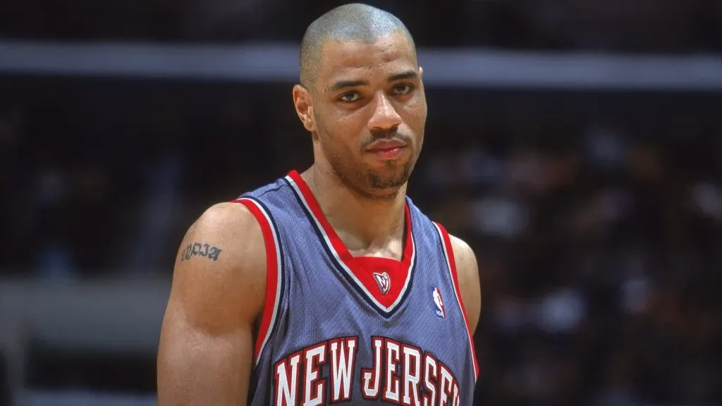 Kenyon Martin playing with the New Jersey Nets during the 2000-01 NBA season.