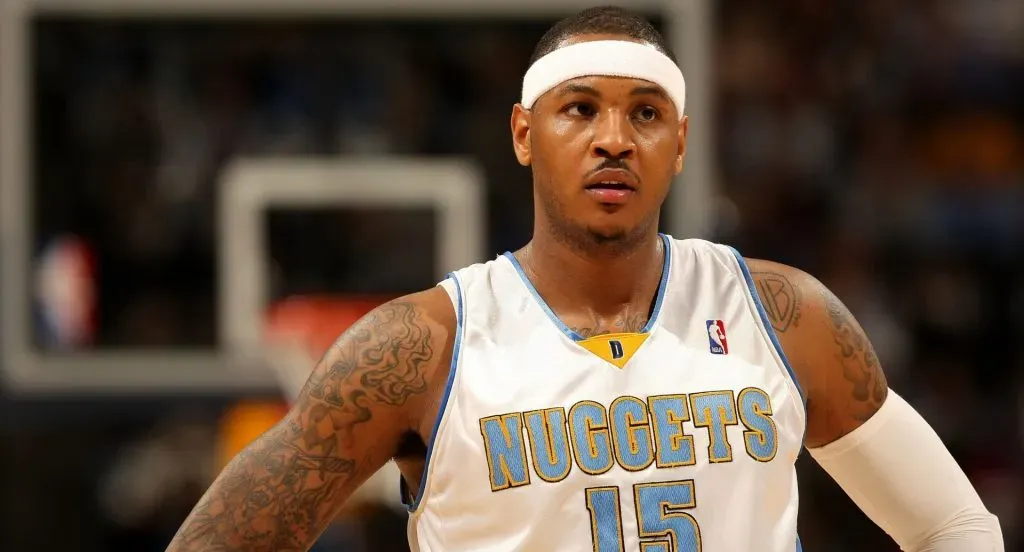 Carmelo Anthony playing for the Denver Nuggets