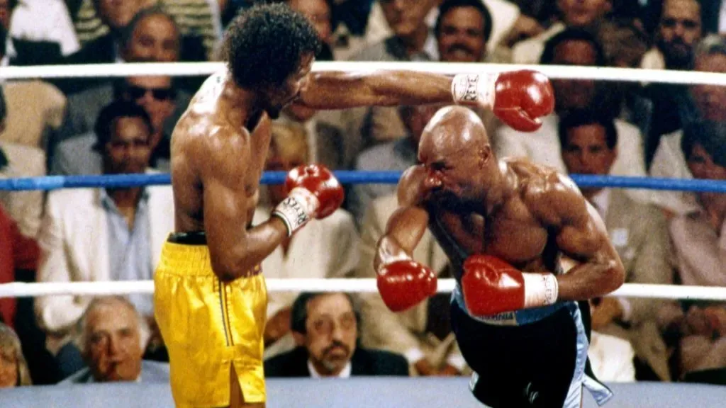 Marvin Hagler vs. Tommy Hearns in 1985. (Source: @BoxingHistory)