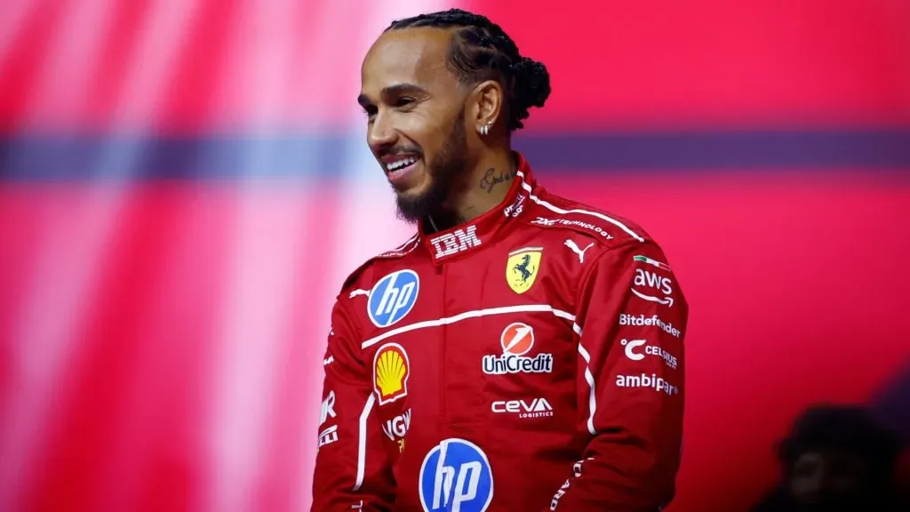 Lewis Hamilton of Great Britain and Scuderia Ferrari looks on during F1 75 Live at The O2 Arena on February 18, 2025. (Source: Sam Bloxham/Getty Images)