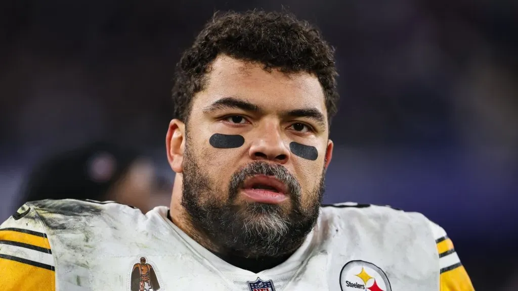 Cameron Heyward #97 of the Pittsburgh Steelers looks on during the first half of the AFC Wild Card Playoff game against the Baltimore Ravens at M&T Bank Stadium on January 11, 2025 in Baltimore, Maryland.