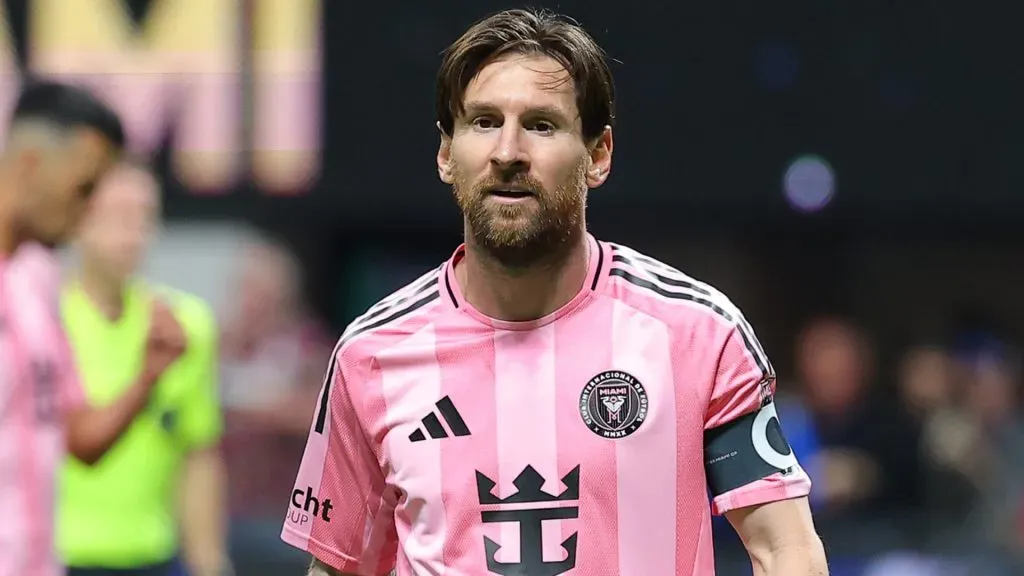 Lionel Messi #10 of Inter Miami CF reacts during the MLS match between Atlanta United and Inter Miami CF.