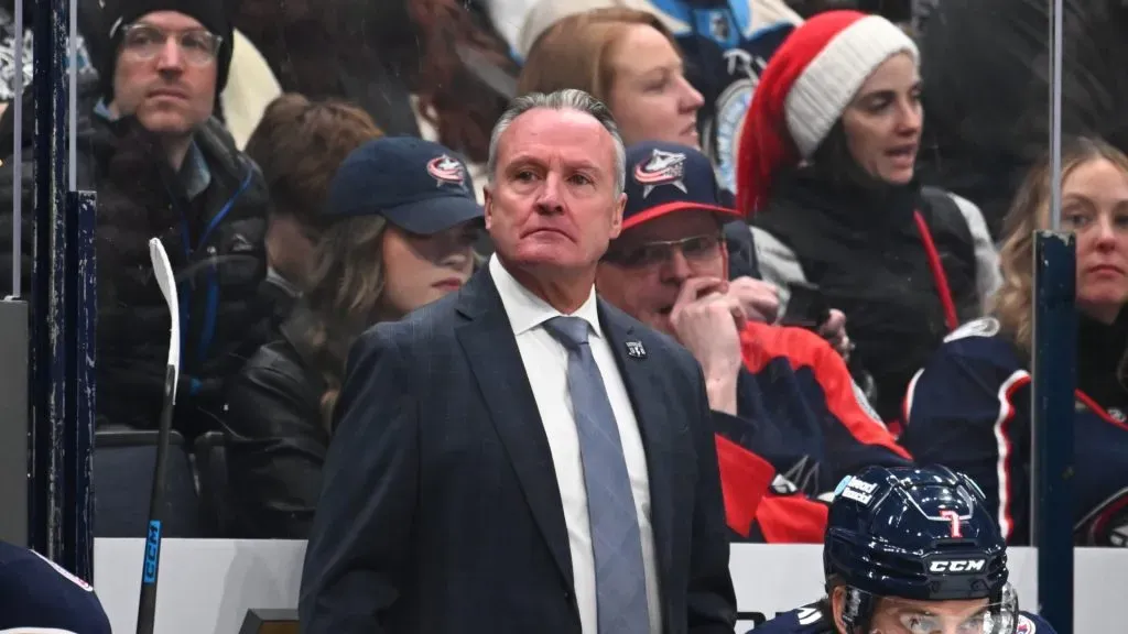 Head coach Dean Evason of the Columbus Blue Jackets stands behind the bench during the second period of a game against the Montreal Canadiens at Nationwide Arena on December 23, 2024 in Columbus, Ohio.