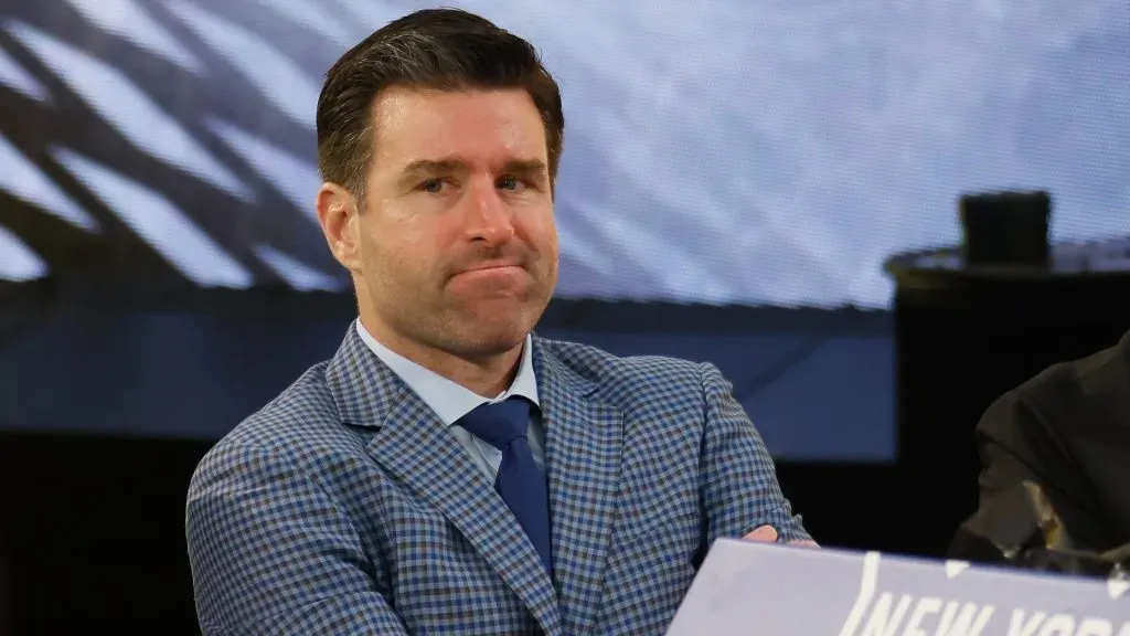 Chris Drury of the New York Rangers attends the 2024 NHL entry Draft at The Sphere in Las Vegas, Nevada.