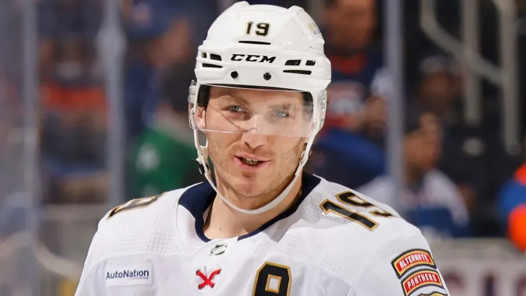 Matthew Tkachuk #19 of the Florida Panthers skates against the New York Islanders at UBS Arena on January 27, 2024 in Elmont, New York.