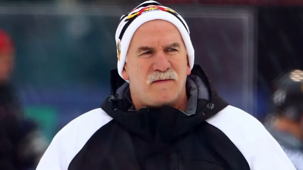 Head coach Joel Quenneville looks on during the 2017 Bridgestone NHL Winter Classic Practice Day at Busch Stadium on January 1, 2017. (Source: Dilip Vishwanat/Getty Images)