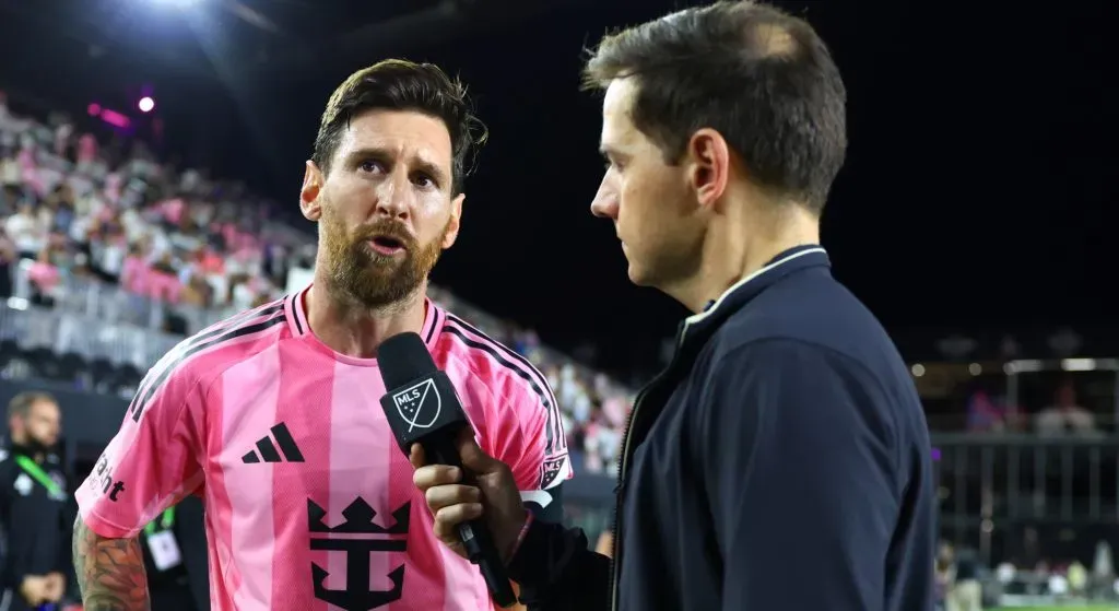 Lionel Messi speaking in the post-game interview.