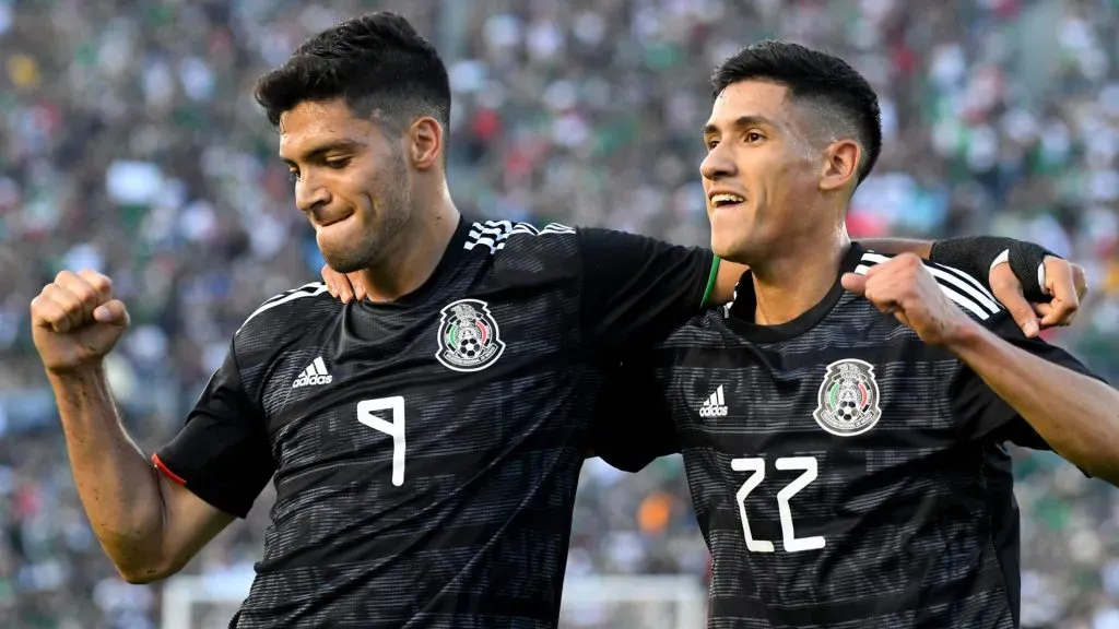 Raul Jimenez #9 celebrates with Uriel Antuna #22 of Mexico after a goal against Cuba in a 7-0 victory. (Jayne Kamin-Oncea/Getty Images)