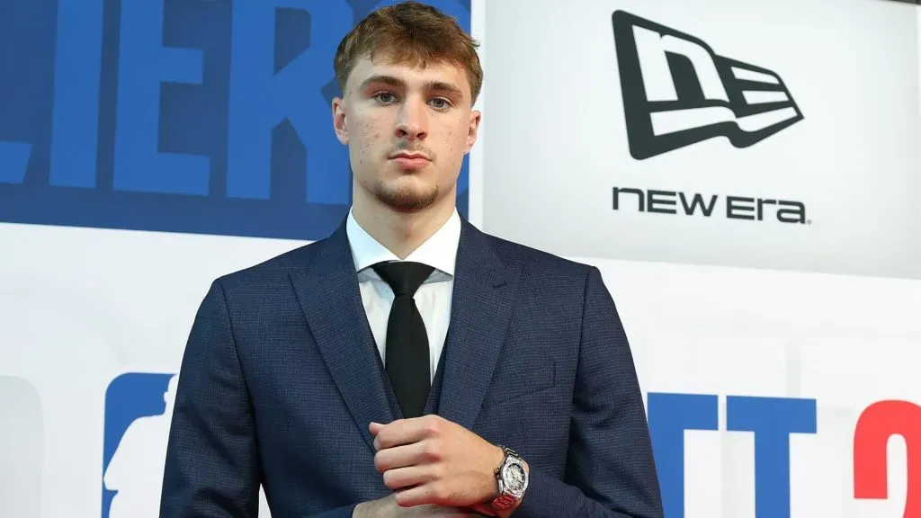 Cooper Flagg poses on the red carpet prior to the 2025 NBA Draft – Round One at Barclays Center on June 25, 2025 in New York City.