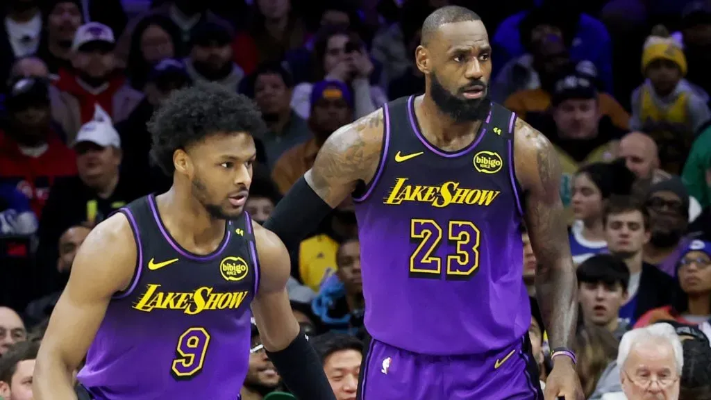 Bronny and LeBron playing in the NBA