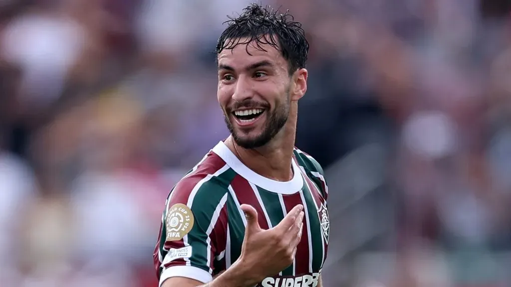 Matheus Martinelli #8 of Fluminense FC celebrates scoring his team’s first goal during the FIFA Club World Cup 2025 quarter final match between Fluminense FC and Al Hilal. (Source: Megan Briggs/Getty Images)