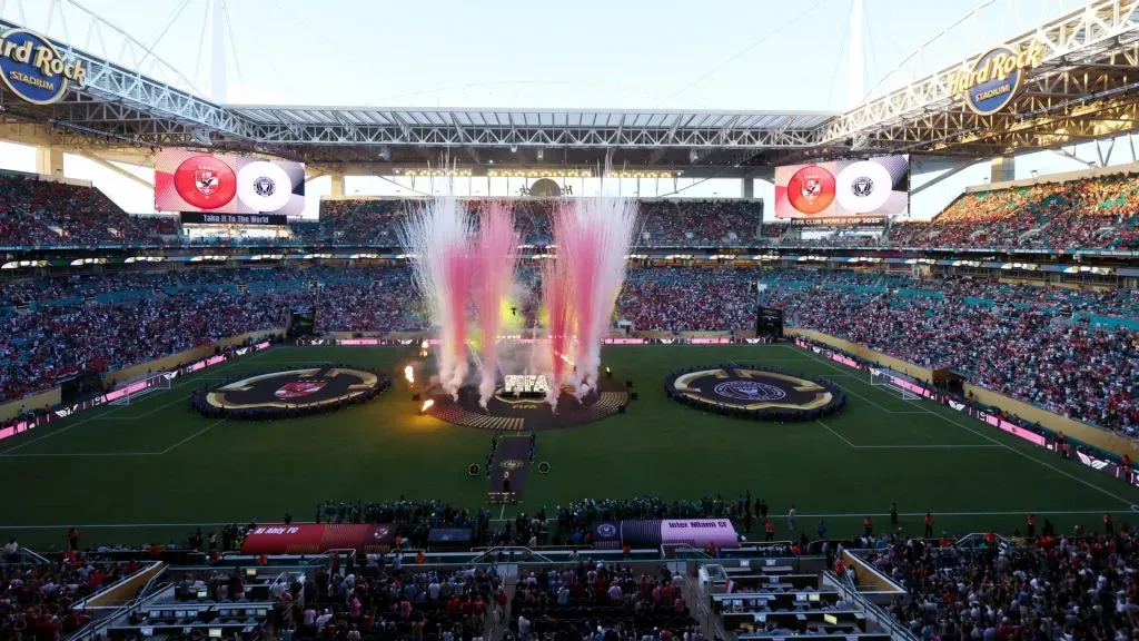 A general view of during the opening ceremony prior to the FIFA Club World Cup 2025 group A match between Al Ahly FC and Internacional CF Miami on June 14, 2025. (Source: Sandra Montanez/Getty Images)