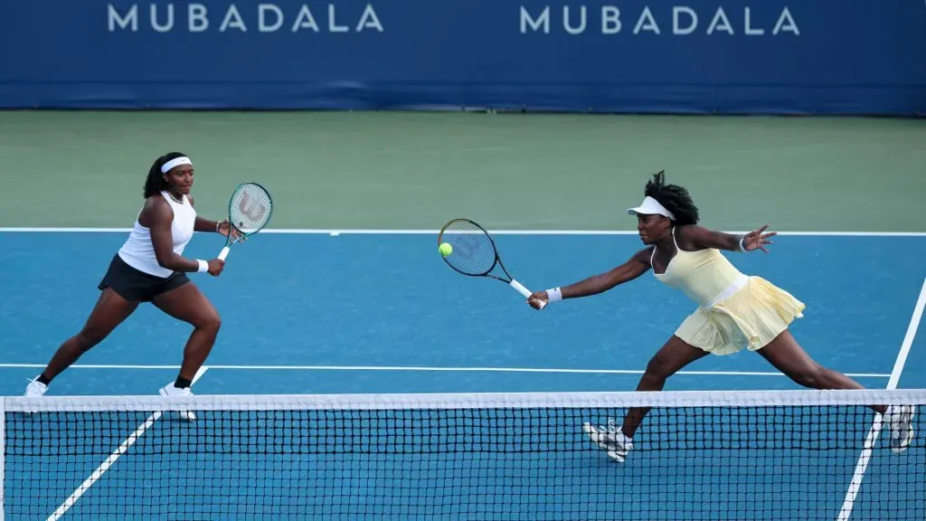 Venus Williams and Hailey Baptiste playing doubles (Getty Images)