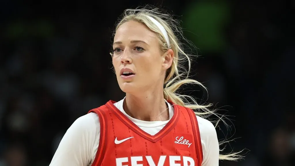 Sophie Cunningham #8 of the Indiana Fever walks backcourt during a game against the Dallas Wings at American Airlines Center on June 27, 2025. (Source: Stacy Revere/Getty Images)