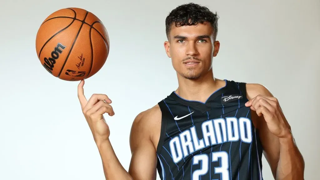 Tristan da Silva #23 of the Orlando Magic poses for a portrait during the 2024 NBA Rookie Photo Shoot at UNLV on July 16, 2024. (Source: Monica Schipper/Getty Images)