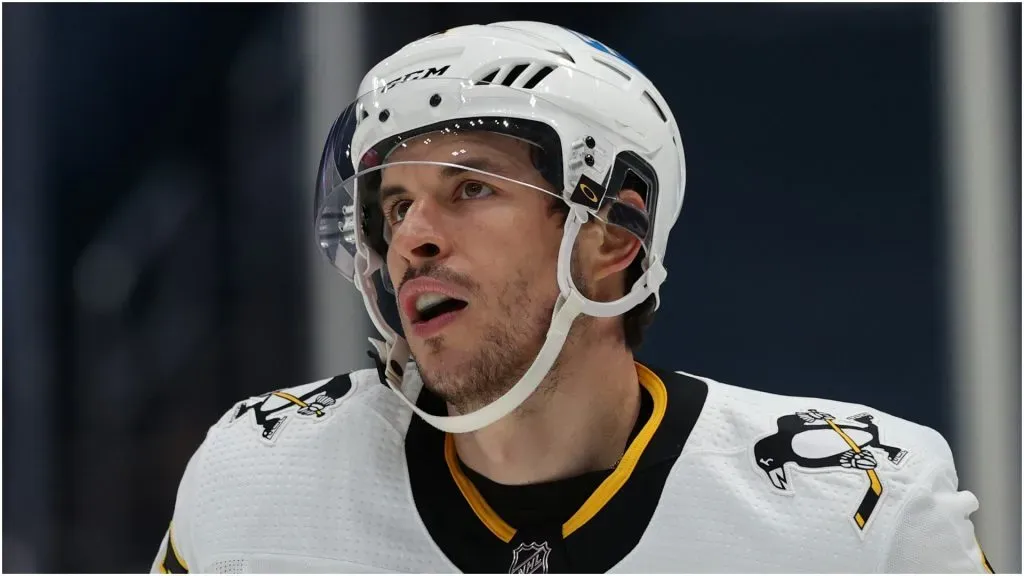 Sidney Crosby #87 of the Pittsburgh Penguins in action against the Washington Capitals at Capital One Arena on February 23, 2021 in Washington, DC.