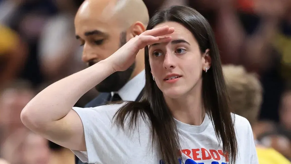 Caitlin Clark reacts during the match ( Justin Casterline/Getty Images)