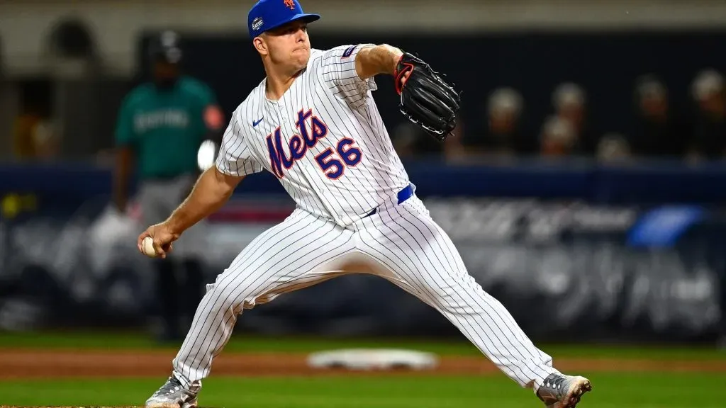 Ryan Helsley #56 of the New York Mets in action during the MLB Little League Classic against the Seattle Mariners at Bowman Field on August 17, 2025 in South Williamsport. (Photo by Joe Sargent/Getty Images)
