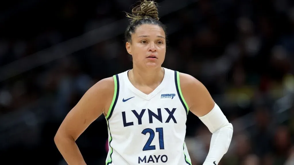 Kayla McBride #21 of the Minnesota Lynx looks on against the Seattle Storm in 2025. (Source: Steph Chambers/Getty Images)