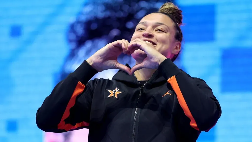 Kayla McBride #21 of the Minnesota Lynx is introduced during the 2025 AT&T WNBA All-Star Game. (Source: Steph Chambers/Getty Images)