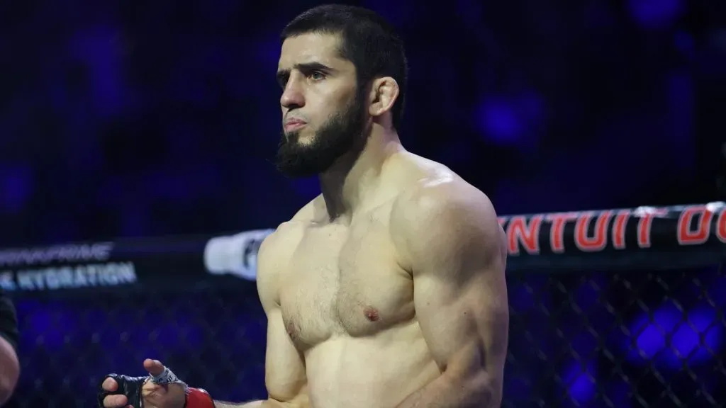 Islam Makhachev of Russia looks on prior to his lightweight title fight during UFC 311