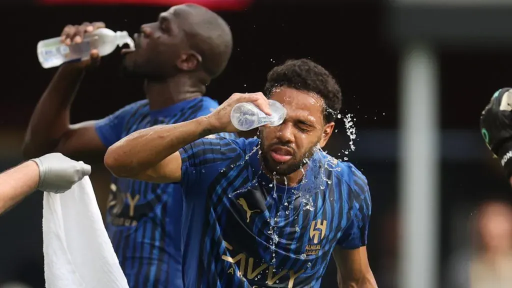 Renan Lodi of Al Hilal in a cooling break at Club World Cup 2025