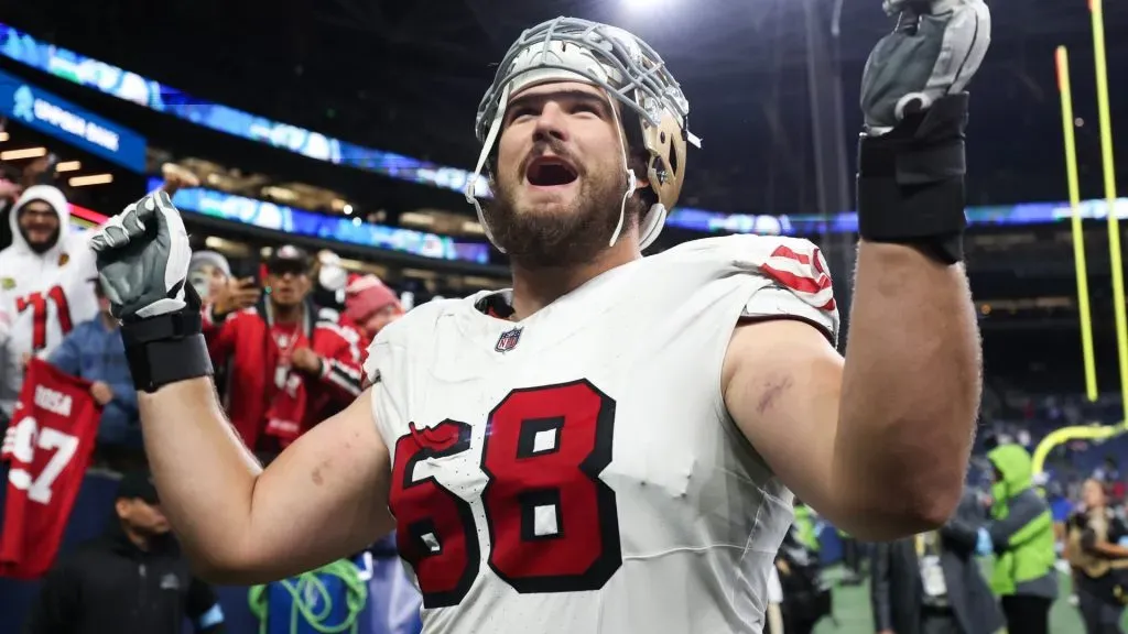 Colton McKivitz #68 of the San Francisco 49ers