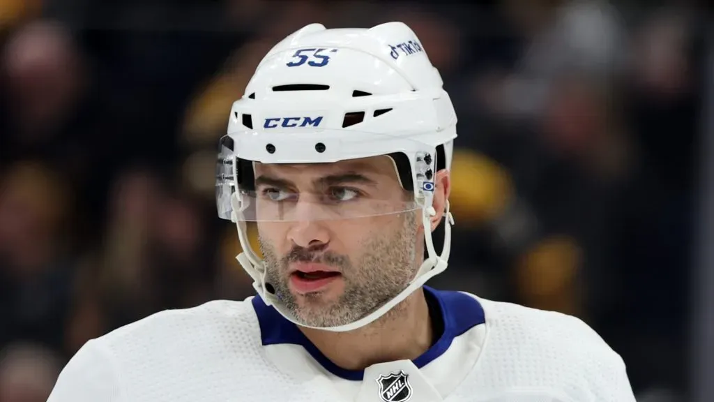 Mark Giordano at TD Garden on January 14, 2023 in Boston, Massachusetts