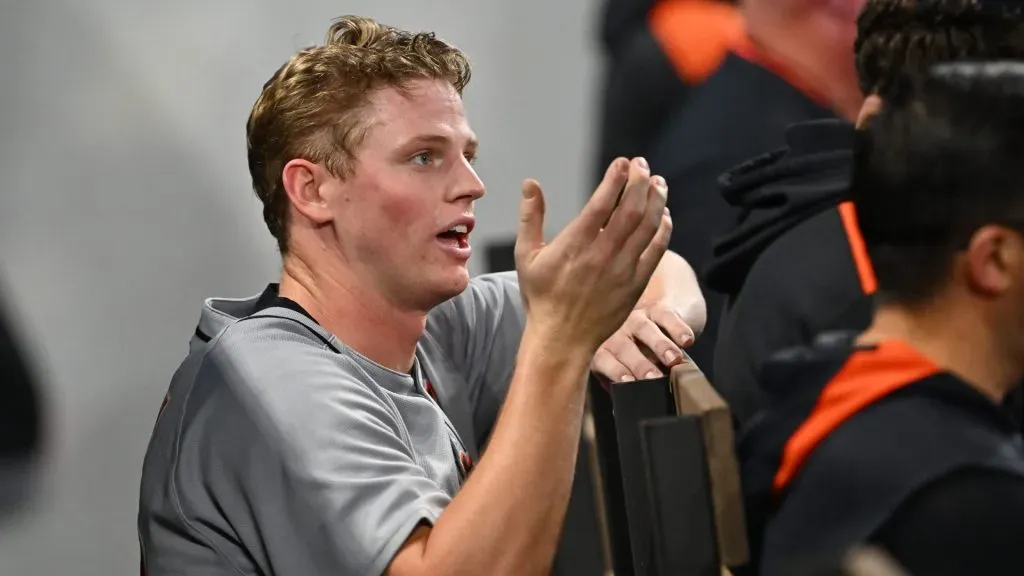 Troy Melton #52 of the Detroit Tigers reacts after leaving the game against the Cleveland Guardians. (Photo by Jason Miller/Getty Images)