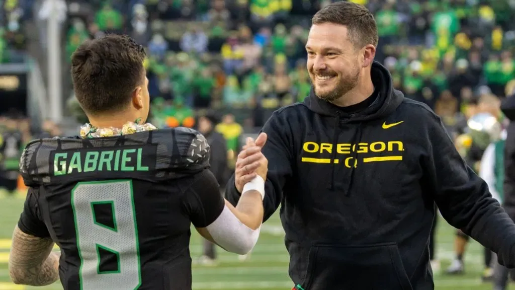 Dan Lanning with Dillon Gabriel