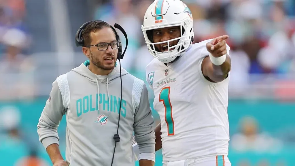 Tua Tagovailoa with Mike McDaniel