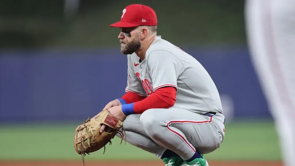 Bryce Harper looks on