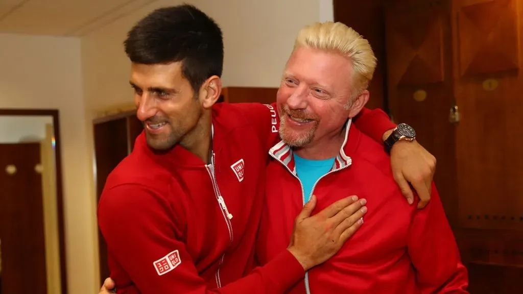 Novak Djokovic and Boris Becker during 2016 Roland Garros. (Getty Images)
