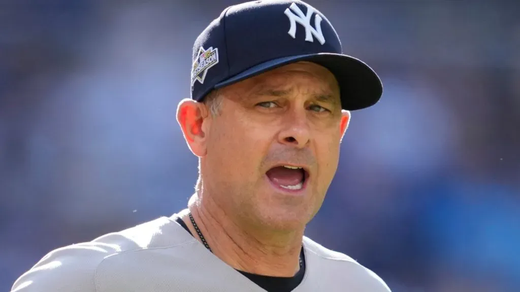 Aaron Boone looks on