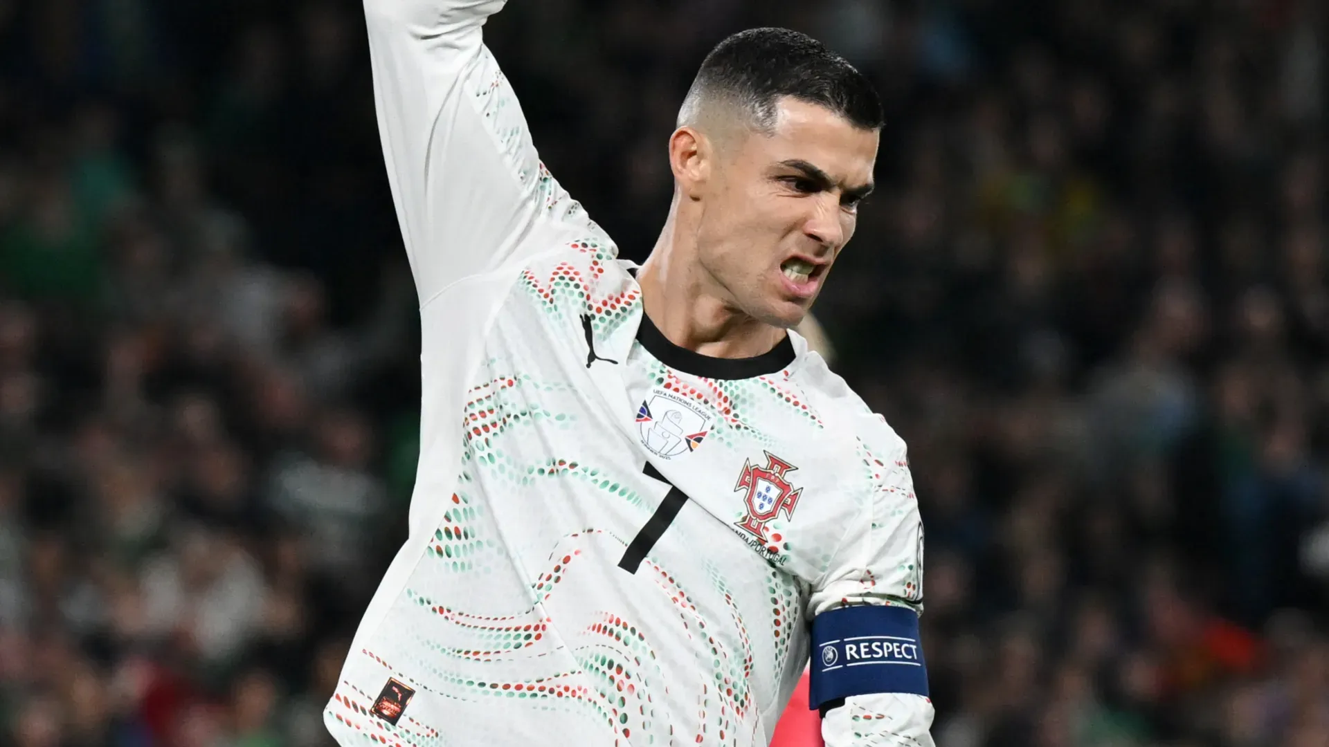 Cristiano Ronaldo reacts against Ireland at the UEFA 2026 World Cup Qualifiers.
